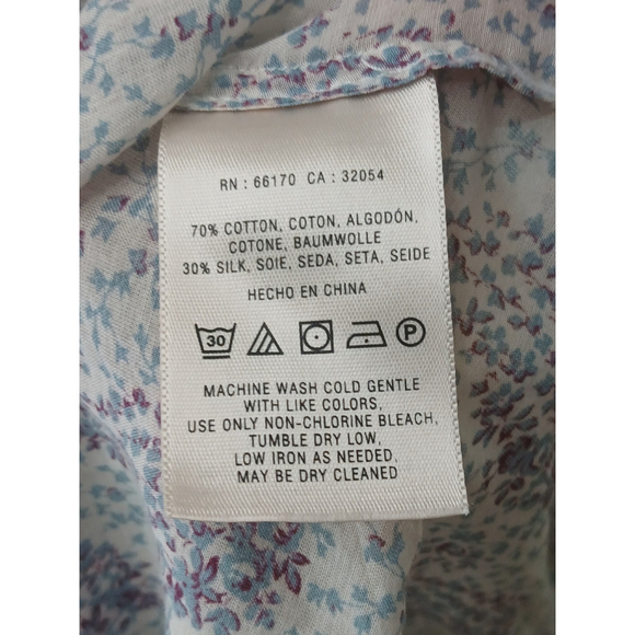 Anthropologie Moulinette Soeurs Silk & Cotton Faux Wrap Blouse Size 10 - Picture 7 of 8